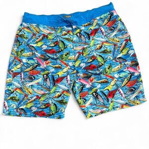 Bass Pro Shops Colorful Fish Print Men's Swim Shorts